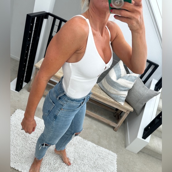 Wild fable white ribbed bodysuit summer vacation beach party event festival S - Picture 7 of 15